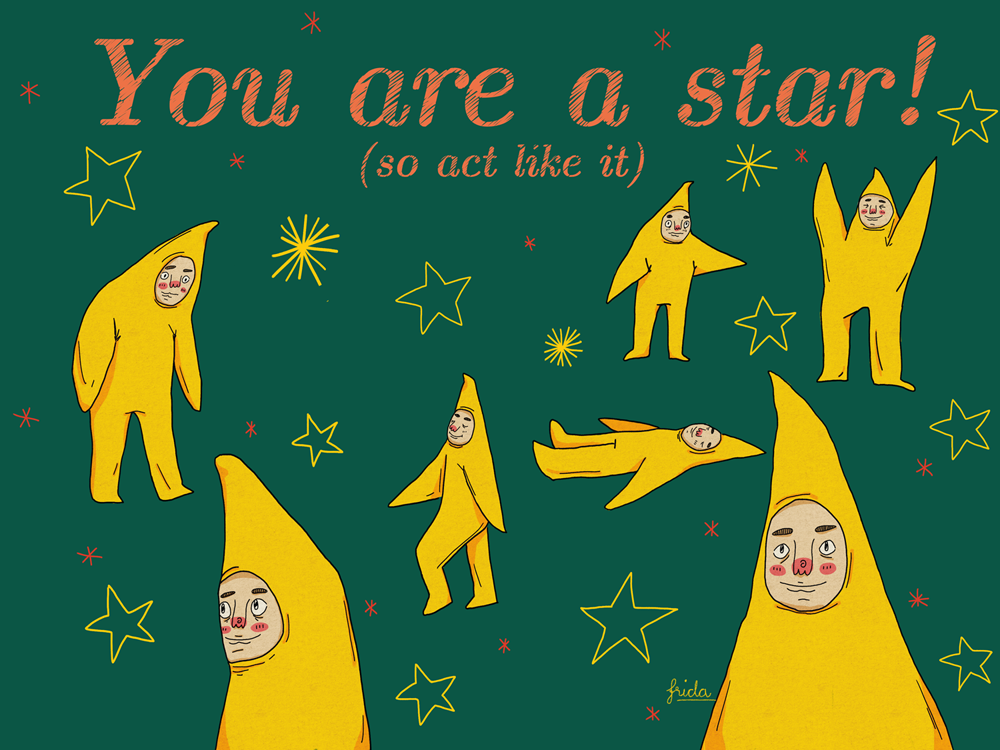 Digital drawing of person in star costume